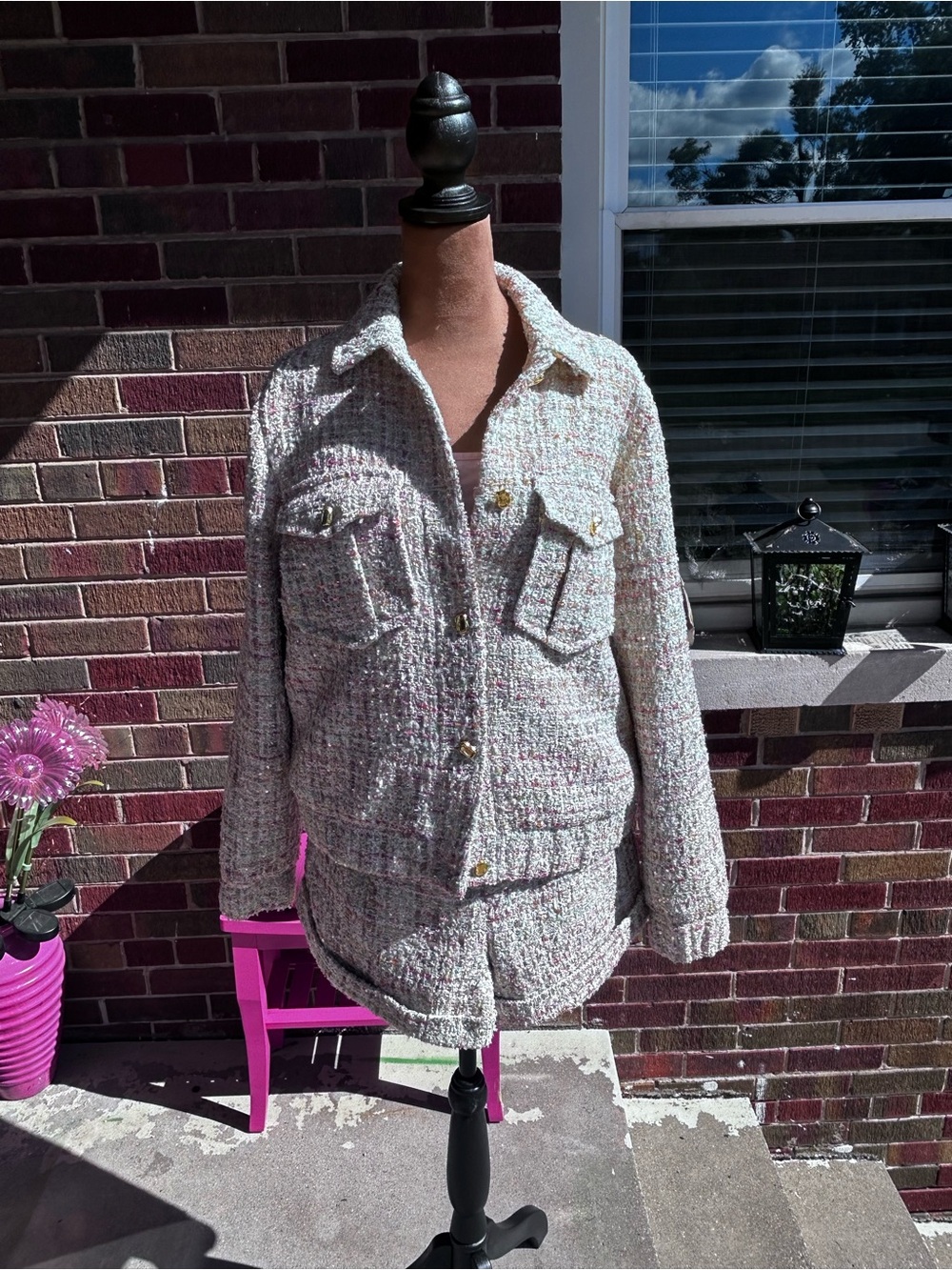 Express Women's Multicolor Tweed Blazer Jacket